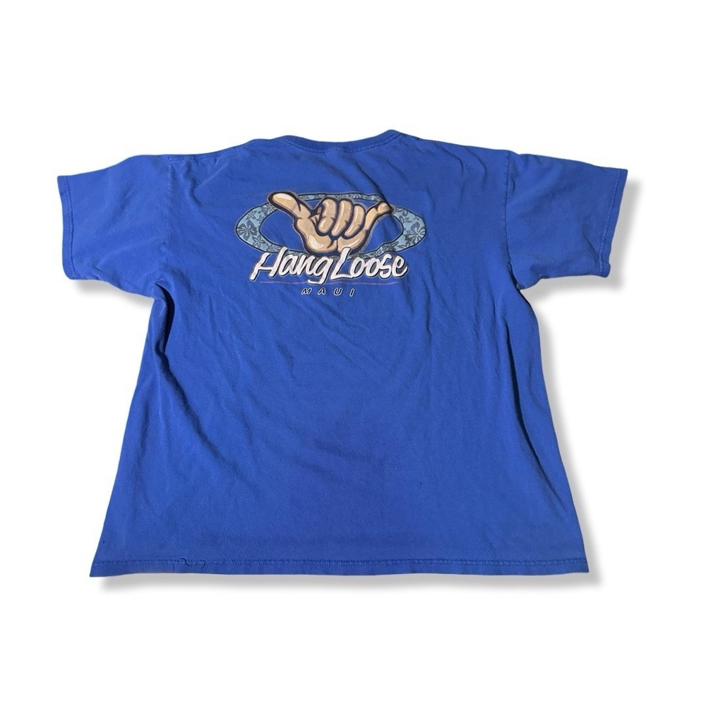 Vintage Hang Loose Hawaii T Shirt Mens Size Medium Blue Y2K Hawaiian Surfer